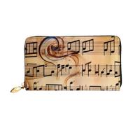 BKTRAVERPT Long Leather Wallet Purse Music Note Print with Zipper - Stylish Credit Card Organizer, Clutch Bag for Women & Men, Phone Wallet