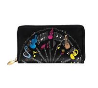 BKTRAVERPT Long Leather Wallet Purse Music Notes with Zipper - Stylish Credit Card Organizer, Clutch Bag for Women & Men, Phone Wallet