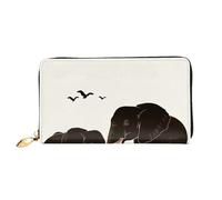 BKTRAVERPT Long Leather Wallet Purse Old Elephant and Young Elephant with Zipper - Stylish Credit Card Organizer, Clutch Bag for Women & Men, Phone Wallet