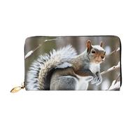 BKTRAVERPT Long Leather Wallet Purse Opossum in Snow with Zipper - Stylish Credit Card Organizer, Clutch Bag for Women & Men, Phone Wallet