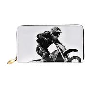 BKTRAVERPT Long Leather Wallet Purse Rider Racing Car with Zipper - Stylish Credit Card Organizer, Clutch Bag for Women & Men, Phone Wallet