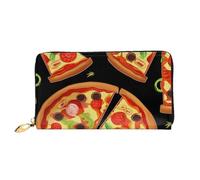 BKTRAVERPT Long Leather Wallet Purse Tasty Pizza with Zipper - Stylish Credit Card Organizer, Clutch Bag for Women & Men, Phone Wallet