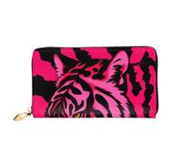 BKTRAVERPT Long Leather Wallet Purse Zebra Tiger Leopard Pink with Zipper - Stylish Credit Card Organizer, Clutch Bag for Women & Men, Phone Wallet
