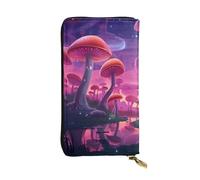 BKTRAVERPT Magic Mushroom Stylish Long Wallet with Zipper, Leather Wallet Coin Purse Clutch Bag Credit Card Organizer for Women, 3D Printed Pattern Leather Phone Wallet for Women & Men
