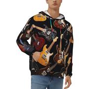 BKTRAVERPT Mens Hoodies Sweatshirt Guitars Print Jackets Long Sleeve Soft Comfortable Drawstring Hooded Top With Big Pocket