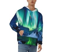 BKTRAVERPT Mens Hoodies Sweatshirt Northern Lights Print Jackets Long Sleeve Soft Comfortable Drawstring Hooded Top With Big Pocket