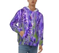BKTRAVERPT Mens Hoodies Sweatshirt Purple Lavender Print Jackets Long Sleeve Soft Comfortable Drawstring Hooded Top With Big Pocket