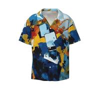 BKTRAVERPT Men's Short Sleeve Shirt Painting Art Abstract Printed Regular Fit Button Down Shirts Casual Summer Beach Holiday Shirt with Pocket Black