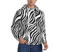 BKTRAVERPT Men'S Warm Fleece Lined Hoodies Sweatshirts Winter Hooded Thermal Pullover With Pockets Casual Long Sleeve Drawstring Hoodie - Zebra