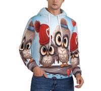 BKTRAVERPT Men'S Warm Fleece Lined Hoodies Sweatshirts Winter Hooded Thermal Pullover With Pockets Casual Long Sleeve Drawstring Hoodie - Cute Owl
