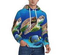 BKTRAVERPT Men'S Warm Fleece Lined Hoodies Sweatshirts Winter Hooded Thermal Pullover With Pockets Casual Long Sleeve Drawstring Hoodie - Ocean Animal Turtle