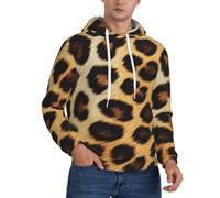 BKTRAVERPT Men'S Warm Fleece Lined Hoodies Sweatshirts Winter Hooded Thermal Pullover With Pockets Casual Long Sleeve Drawstring Hoodie - Leopard Skin Pattern