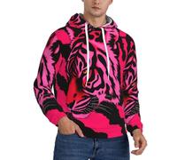 BKTRAVERPT Men'S Warm Fleece Lined Hoodies Sweatshirts Winter Hooded Thermal Pullover With Pockets Casual Long Sleeve Drawstring Hoodie - Zebra Tiger Leopard Pink