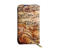 BKTRAVERPT Music Note Print Stylish Long Wallet with Zipper, Leather Wallet Coin Purse Clutch Bag Credit Card Organizer for Women, 3D Printed Pattern Leather Phone Wallet for Women & Men