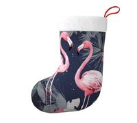 BKTRAVERPT Pink Flamingo And Leaves- Christmas Stockings, Santa Stocking, Candy Pouch, And Gift Bags For Xmas Tree Holiday Fireplace Family Party Decor, Christmas Tree Hanging Stockings Ornaments