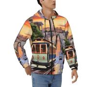 BKTRAVERPT San Francisco Print Men'S Hoodie - Full Zip Sweatshirt Jacket, Long Sleeve Comfortable Hooded Top With Big Pocket