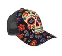 BKTRAVERPT Sugar Skulls Stylish Baseball Cap Mesh Back,Adjustable Sports Hat for Men and Women, Breathable Mesh Sun Hats