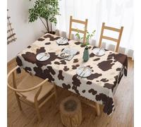 BKTRAVERPT Tablecloth For Rectangular Tables Brown Cow Spots Printed Table Cloths 54 X 72 Inch Waterproof Oil-Proof,Washable Table Cloth Cover For Kitchen Dinning Room Tabletop Decoration 137x183cm