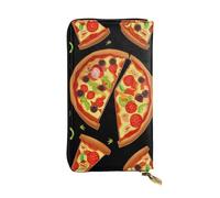 BKTRAVERPT Tasty Pizza Stylish Long Wallet with Zipper, Leather Wallet Coin Purse Clutch Bag Credit Card Organizer for Women, 3D Printed Pattern Leather Phone Wallet for Women & Men