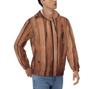 BKTRAVERPT Wood Grain Print Men'S Hoodie - Full Zip Sweatshirt Jacket, Long Sleeve Comfortable Hooded Top With Big Pocket