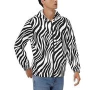 BKTRAVERPT Zebra Printed Men'S Fleece Full-Zip Hoodie Sweatshirts Pullover Hoody Jackets Winter Warm With Pockets Long Sleeve Casual Sweatshirt