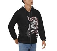 BKTRAVERPT Zebra Printed Men'S Fleece Full-Zip Hoodie Sweatshirts Pullover Hoody Jackets Winter Warm With Pockets Long Sleeve Casual Sweatshirt