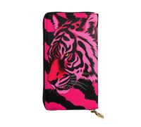 BKTRAVERPT Zebra Tiger Leopard Pink Stylish Long Wallet with Zipper, Leather Wallet Coin Purse Clutch Bag Credit Card Organizer for Women, 3D Printed Pattern Leather Phone Wallet for Women & Men