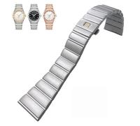 BKUANE 15mm 17mm 18mm 23mm 25mm Concave Shape Stainless Steel Watchband Fit for Omega Constellation Silver Watch Strap Solid Bracelets(Silver,17mmx7mm)