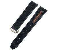 BKUANE 18mm 19mm 20mm 21mm 22mm Soft Rubber Watchband,For Omega Xswatch Moon Watch Speedmaster Seamaster AT150 Upgrade Strap,For Tag Heuer Watch Replace Strap(Black Orange Pointy,20mm)