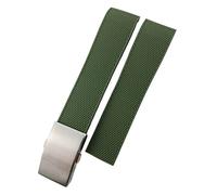 BKUANE 19mm 20mm 21mm Rubber Watchband,For Longines Master Conquest HydroConquest L3 Black Gray Blue Silicone Waterproof Watch Strap(Green Silver,20mm)