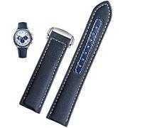 BKUANE 19mm 20mm Canvas Watch Strap For Omega New Seamaster 300 Speedmaster AT150 Leather Nylon Watch Band Men Accessories Blue Black(Blue white steel,20mm)