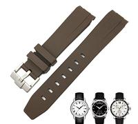 BKUANE 19mm 20mm Curved End Rubber Watchband for Tissot 1853 Lelocle PRC200 Rolex Submariner Hamilton Omega Waterproof Watch Strap(Brown 1,19mm)