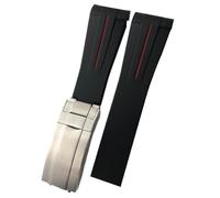BKUANE 20mm 21mm Curved End Rubber Watchband Suitable for Rolex Submariner GMT Daytona Deep Sea Dweller Explorer 2 Silicone Watch Strap(Red line,20mm silver rose)