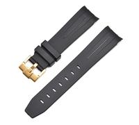 BKUANE 20mm 22mm 21mm Rubber Watch Band For Rolex Strap Brand Watchband Men Replacement Wrist Watch Accessories (Color : Black-gold buckle, Size : 22mm)