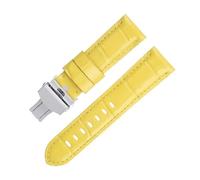 BKUANE 20mm 22mm 24mm Soft Cowhide Genuine Bamboo Leather Watchband for Panerai Strap For PAM441/438 Series Belt Accessories(Yellow 2,22mm)