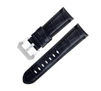 BKUANE 20mm 22mm 24mm Soft Cowhide Genuine Bamboo Leather Watchband for Panerai Strap For PAM441/438 Series Belt Accessories(Black,20mm)