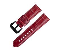BKUANE 20mm 22mm 24mm Soft Cowhide Genuine Bamboo Leather Watchband for Panerai Strap For PAM441/438 Series Belt Accessories(Red 3,24mm)