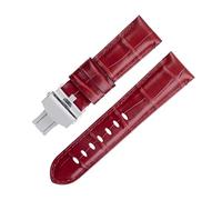 BKUANE 20mm 22mm 24mm Soft Cowhide Genuine Bamboo Leather Watchband for Panerai Strap For PAM441/438 Series Belt Accessories(Red 2,22mm)