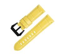 BKUANE 20mm 22mm 24mm Soft Cowhide Genuine Bamboo Leather Watchband for Panerai Strap For PAM441/438 Series Belt Accessories(Yellow 3,22mm)