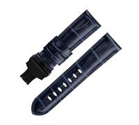 BKUANE 20mm 22mm 24mm Soft Cowhide Genuine Bamboo Leather Watchband for Panerai Strap For PAM441/438 Series Belt Accessories(Blue 4,24mm)