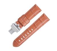 BKUANE 20mm 22mm 24mm Soft Cowhide Genuine Bamboo Leather Watchband for Panerai Strap For PAM441/438 Series Belt Accessories(Brown 2,22mm)