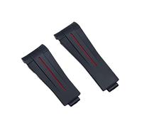 BKUANE 20mm Rubber Watch Band Black Adjustable Fold Buckle Watch Band For Rolex Strap For Submariner GMT OYSTERFLEX Daytona Bracelet(Blk Red Line,Gold Buckle)