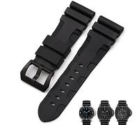 BKUANE 22mm 24mm 26mm Nature Rubber Watchband For Panerai Luminor PAM441 Black Blue Orange Sport Waterproof Watch Strap Tools(Black Black-black,24mm)
