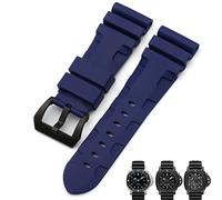 BKUANE 22mm 24mm 26mm Nature Rubber Watchband For Panerai Luminor PAM441 Black Blue Orange Sport Waterproof Watch Strap Tools(Blue Blue-black,26mm)