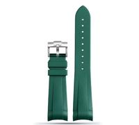 BKUANE 22mm Natural Rubber Silione watch band Special for Tudor Black Bay GMT Curved End Pin/Folding buckle Black Red greenWrist Strap(Green silver)