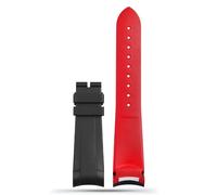 BKUANE 22mm Natural Rubber Silione watch band Special for Tudor Black Bay GMT Curved End Pin/Folding buckle Black Red greenWrist Strap(Black red)