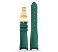 BKUANE 22mm Natural Rubber Silione watch band Special for Tudor Black Bay GMT Curved End Pin/Folding buckle Black Red greenWrist Strap(Green gold-01)