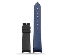 BKUANE 22mm Natural Rubber Silione watch band Special for Tudor Black Bay GMT Curved End Pin/Folding buckle Black Red greenWrist Strap(Black blue)