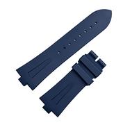 BKUANE 25mm * 8mm Rubber Silicone WatchBand For Vacheron Constantin Overseas Watch Bnad Black Blue Waterproof Sport Strap(Blue No Buckle)