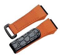 BKUANE 25mm Men Nylon Fabric With Leather Watchband For Richard Watch Mille Strap Band Bracelet Buckle For Spring Bar Version(Orange)